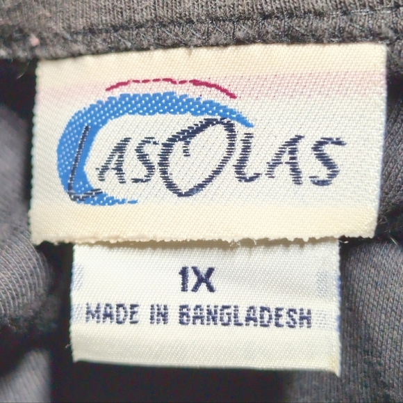 Vintage Las Olas 1X Black T-Shirt with Palm Tree Embroidery Cotton - Picture 4 of 5